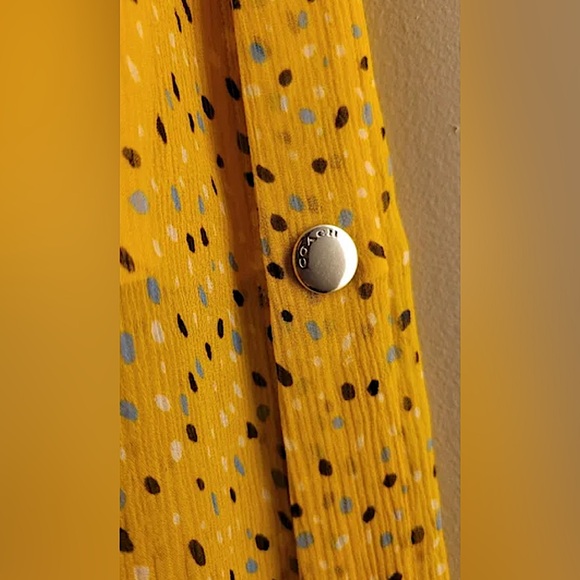 ✨Coach Sleeveless Silk Dot Print V Neck Dress in Yellow & Multi Dots, 8 NWT✨ - Picture 5 of 9